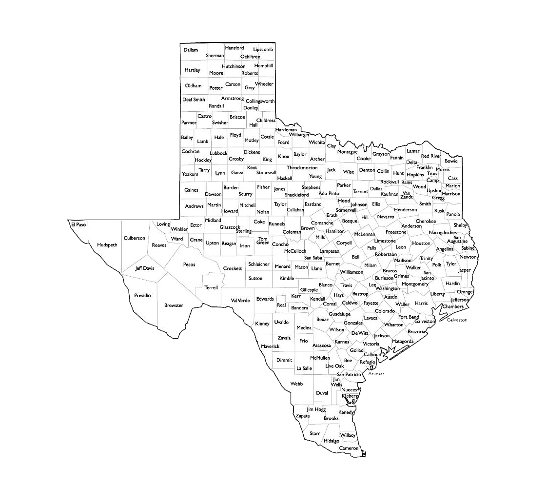 Interactive Map of All Counties in Texas