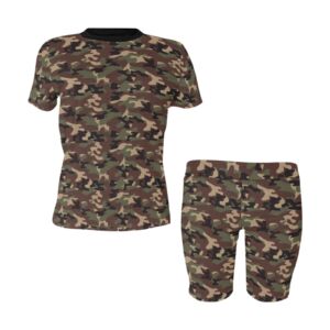 Women's Short Black Green Brown Camo Yoga Set - Image 3