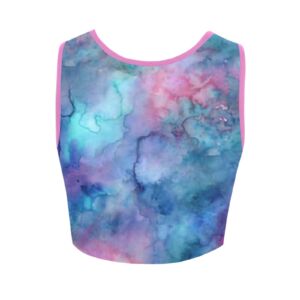 Colorful Blue Pink Tie-Dye Sports Bra - Image 3