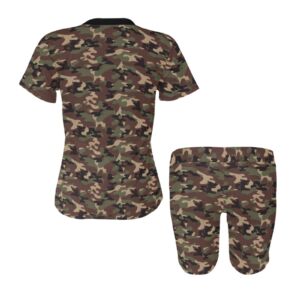 Women's Short Black Green Brown Camo Yoga Set - Image 4