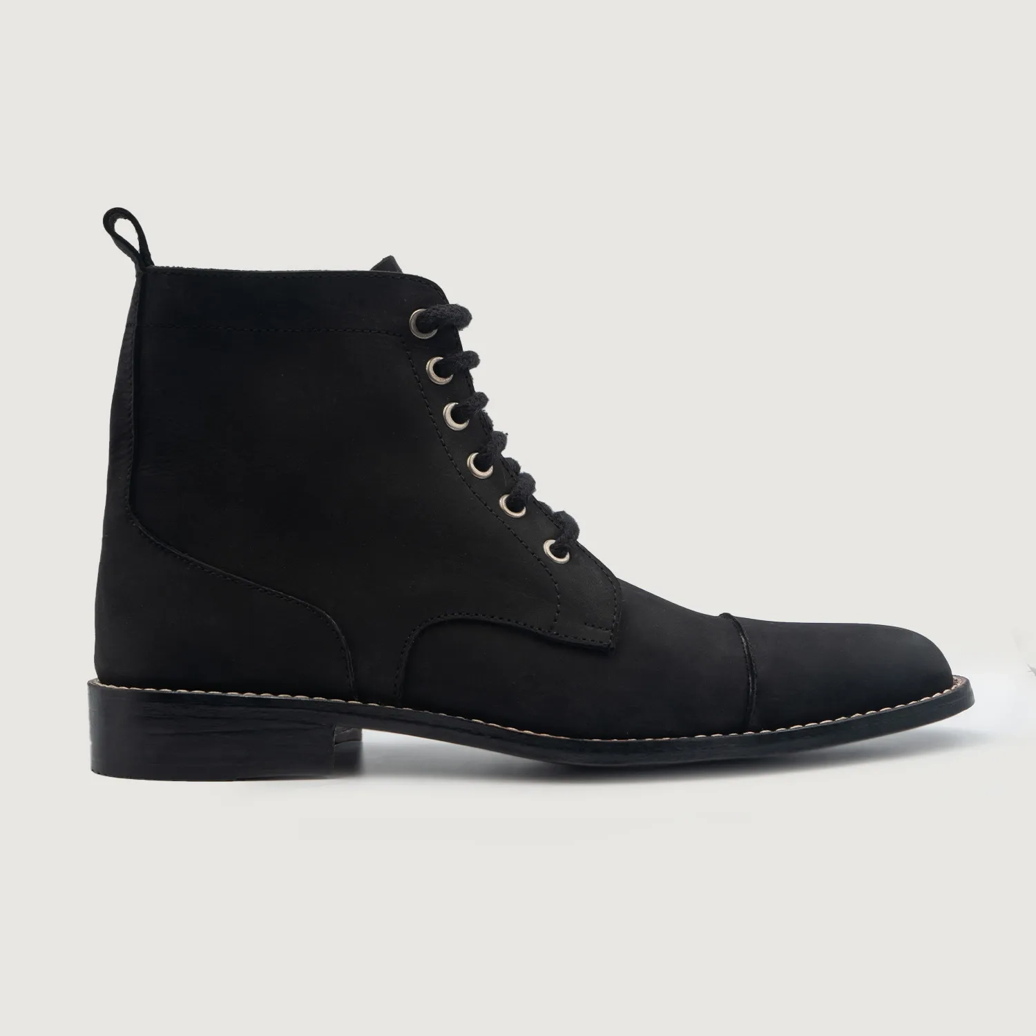 Knight Derby Black Nubuck Leather Boots