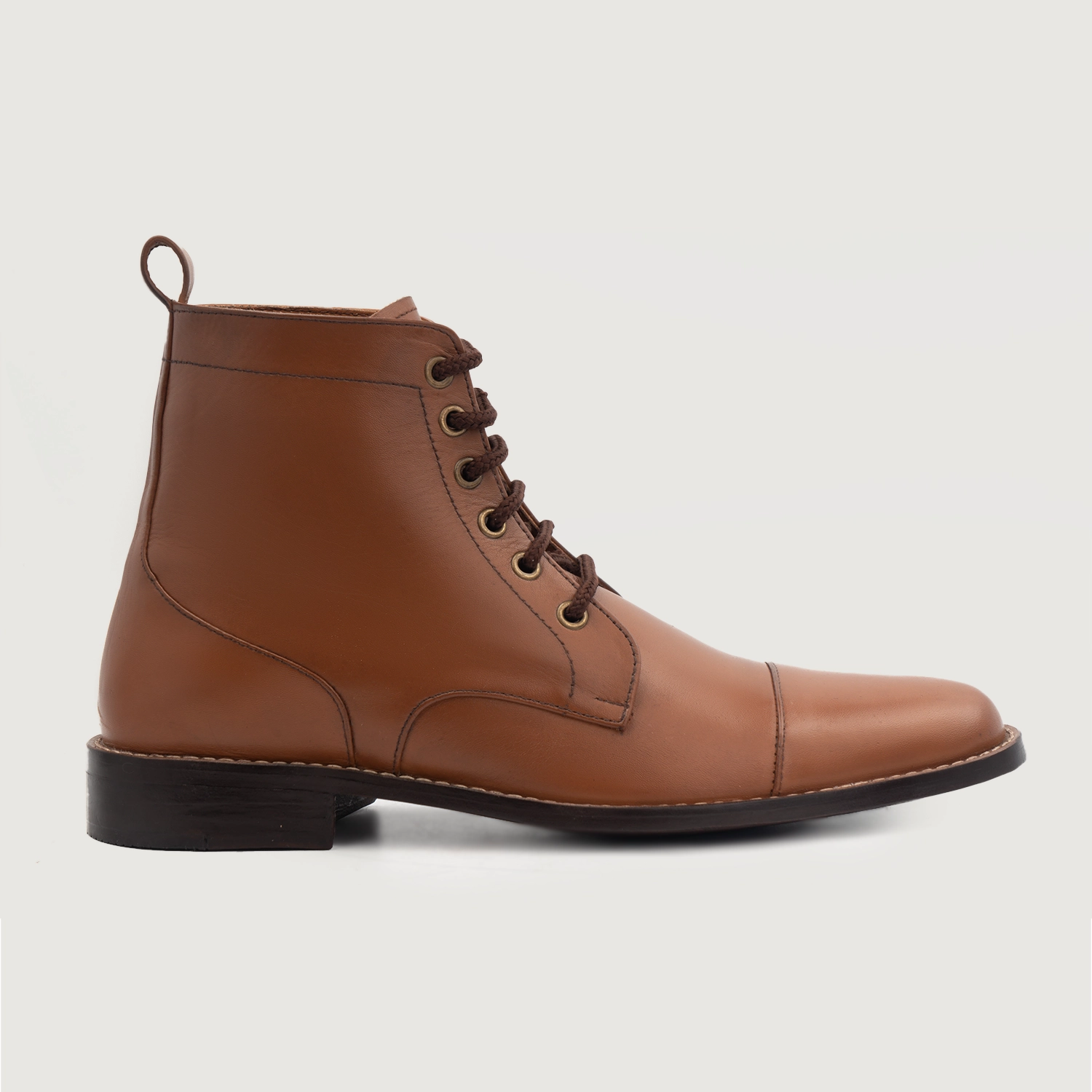 Knight Derby Tan Leather Boots
