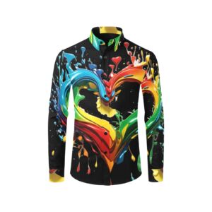 Colorful Heart Splash Men's Rustler Long Sleeve Shirt - Image 3