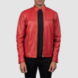Ionic Red Leather Biker Jacket