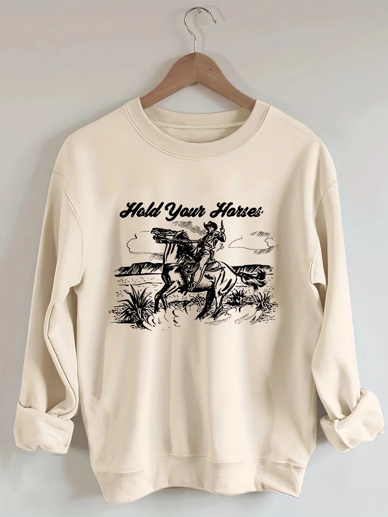 Womens Cowboy Print Pullover Sweatshirt Hoodies