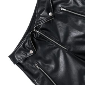 Zip Up High Waist Straight Leg Chic Leather Pants - Image 4
