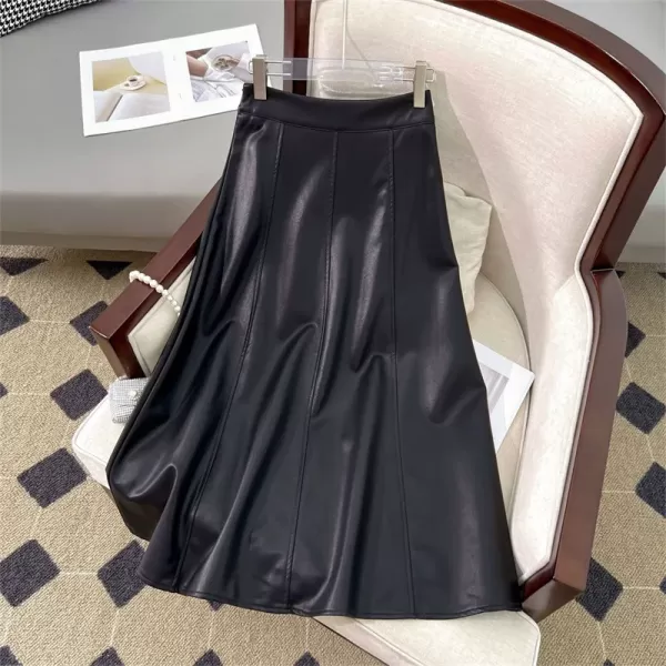 New Texas Republic Chic Casual High Waist Midi Leather Skirt