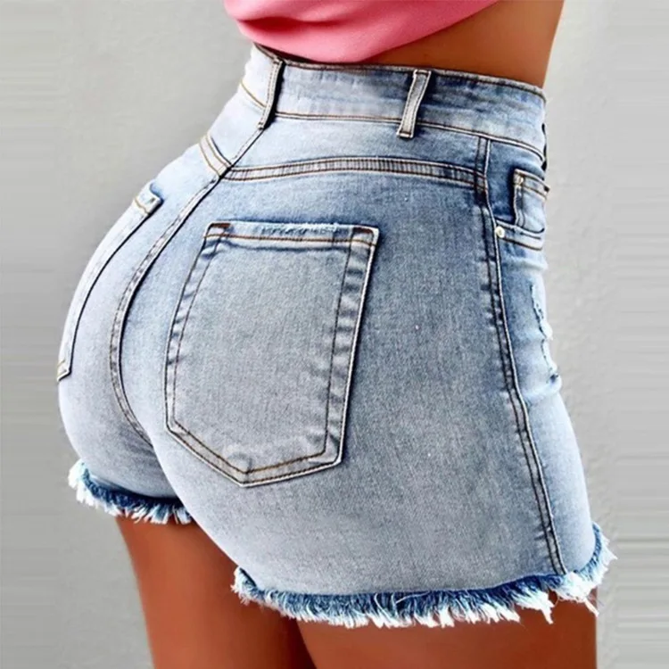 New Texas Republic Mid-Rise Denim Jean Shorts with Frayed Edges