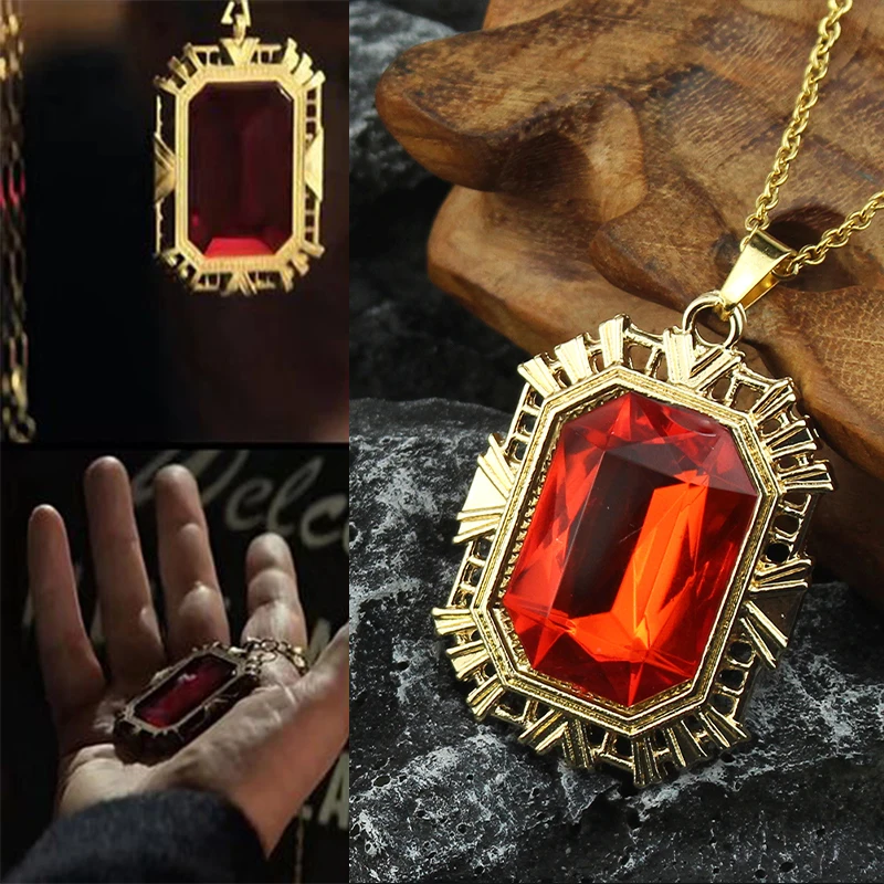 Red Ruby Gold Pendant Necklace