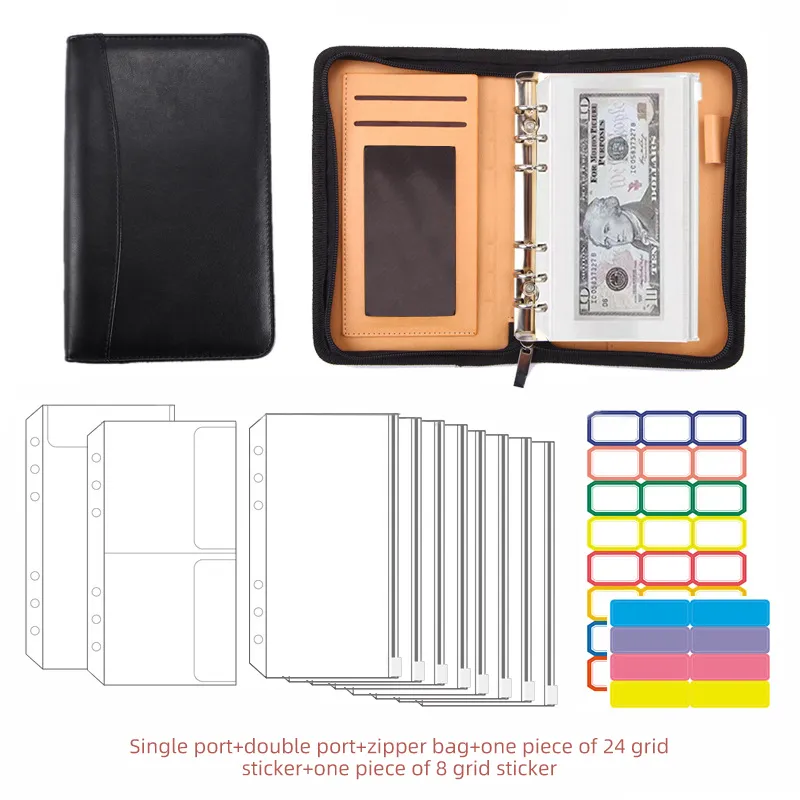 Leather Planner Folder Organizer With Clear Zipper