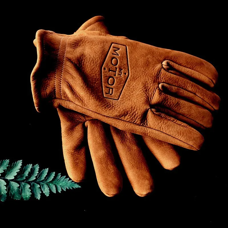 Warm Wear-resistant Cowhide Motorcycle Riding Gloves