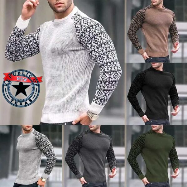 New Texas Republic Men's Knitted Pullover Waffle Top Sweater