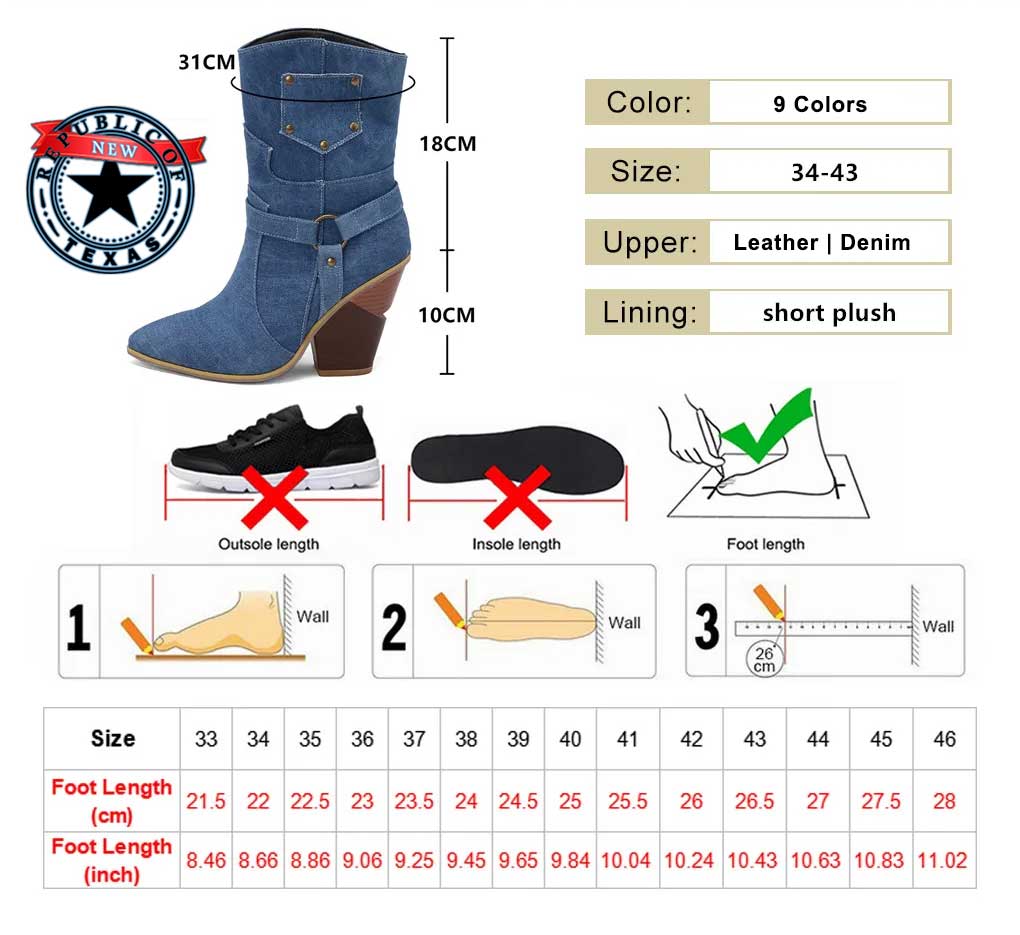 New Texas Republic Women's Leather Wedge High Heel Ankle Boots