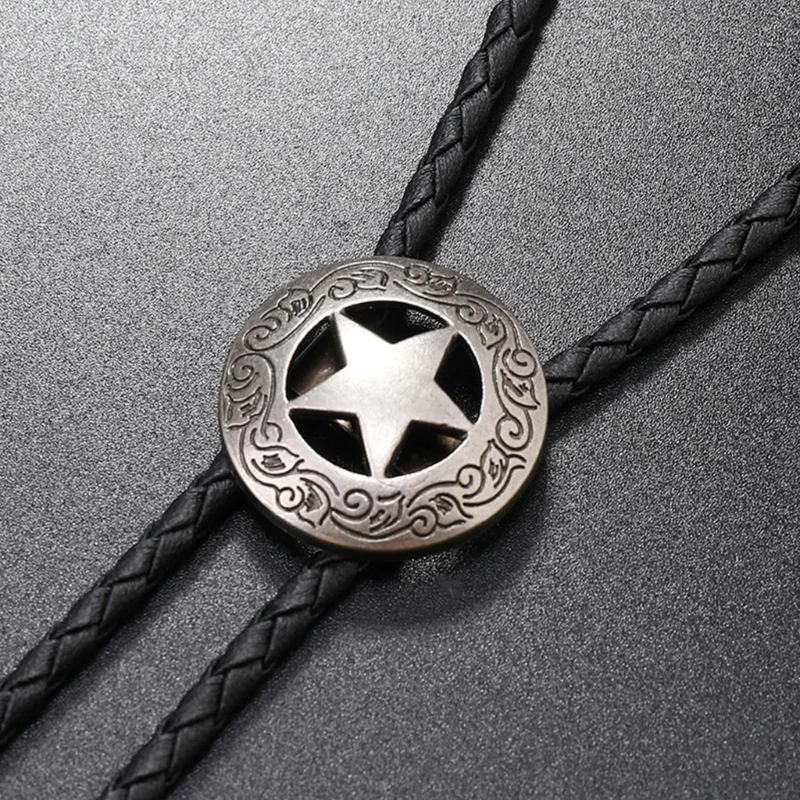 Braided Shoestring Star Bolo Tie with Metal Star Rodeo Cowboy Necktie Necklace Country Style Bolo Tie Rodeo Cowboy Wholesale