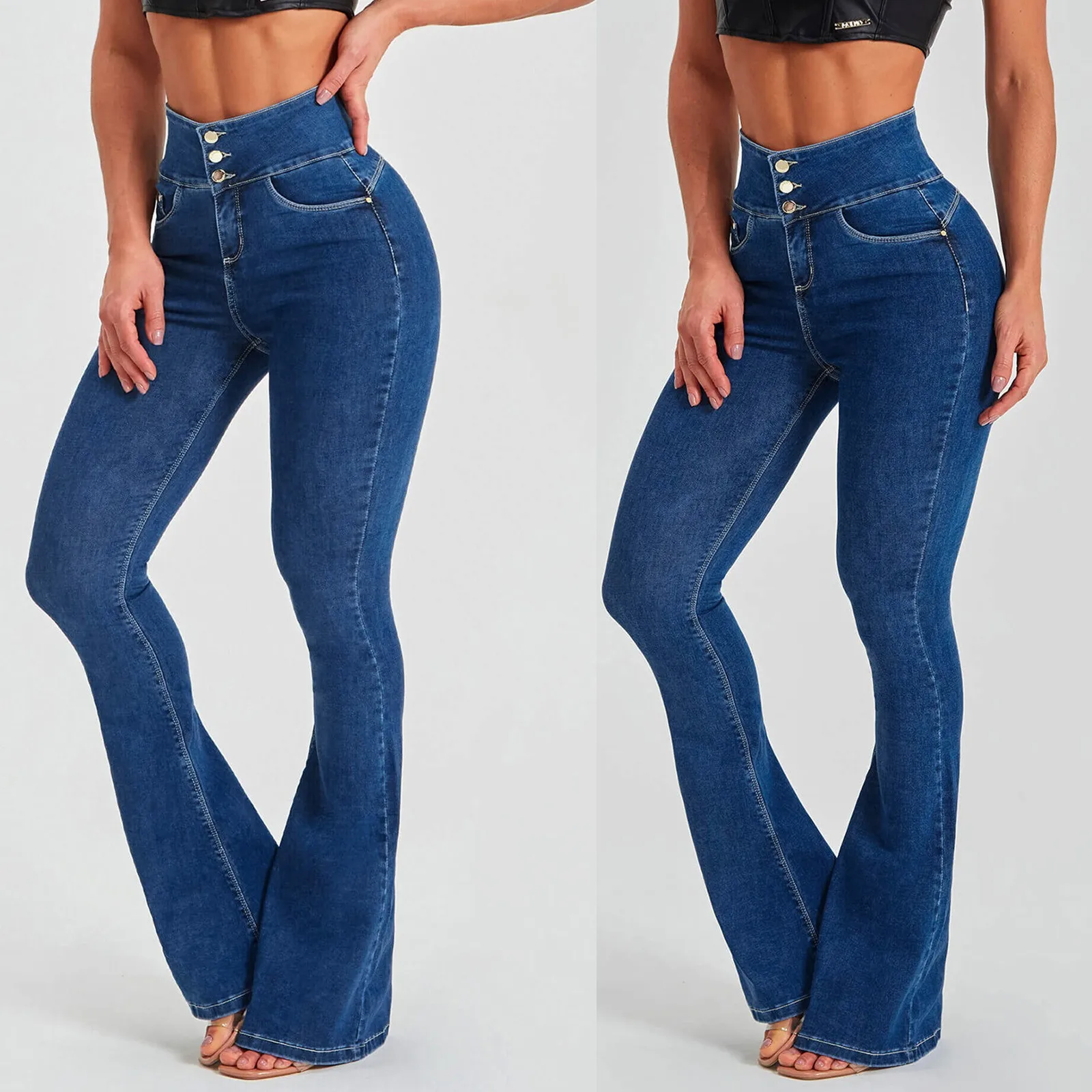 New Texas Republic Women’s High Waist Stretch Denim Flare Jeans