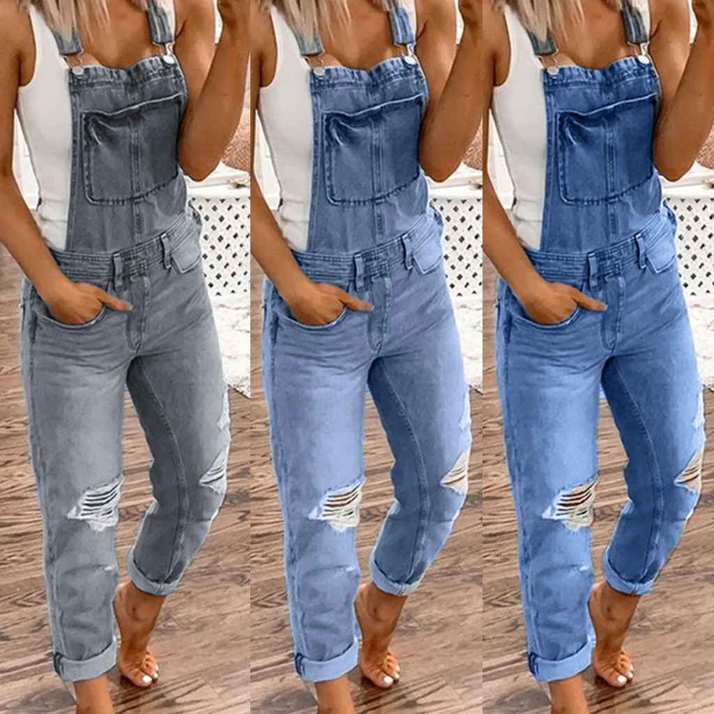 New Texas Republic Ripped Washed Denim Overall Jumpsuit Romper