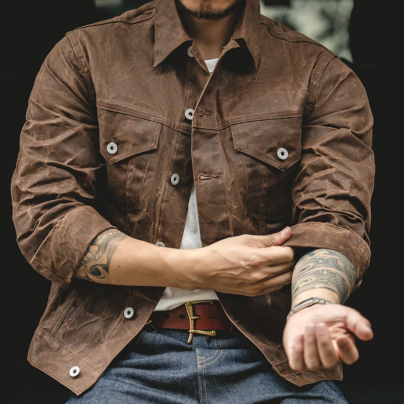 Retro Male Oil Waxed Casual Work Jacket