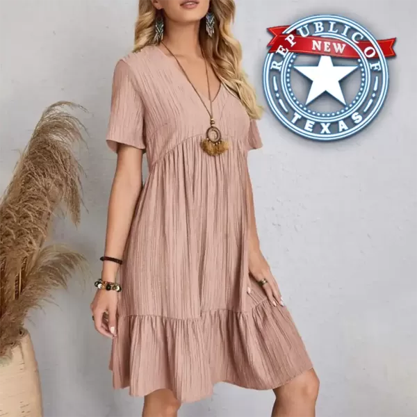 New Texas Republic Loose Short Sleeve Ruffled Mini Dress