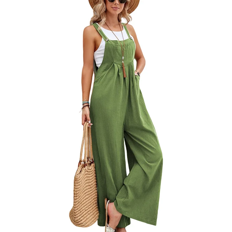 2023-Summer-Women-Long-Jumpsuit-Solid-Color-Casual-Loose-Thin-Size-Sleeveless-Straps-Wide-Leg-Women-1