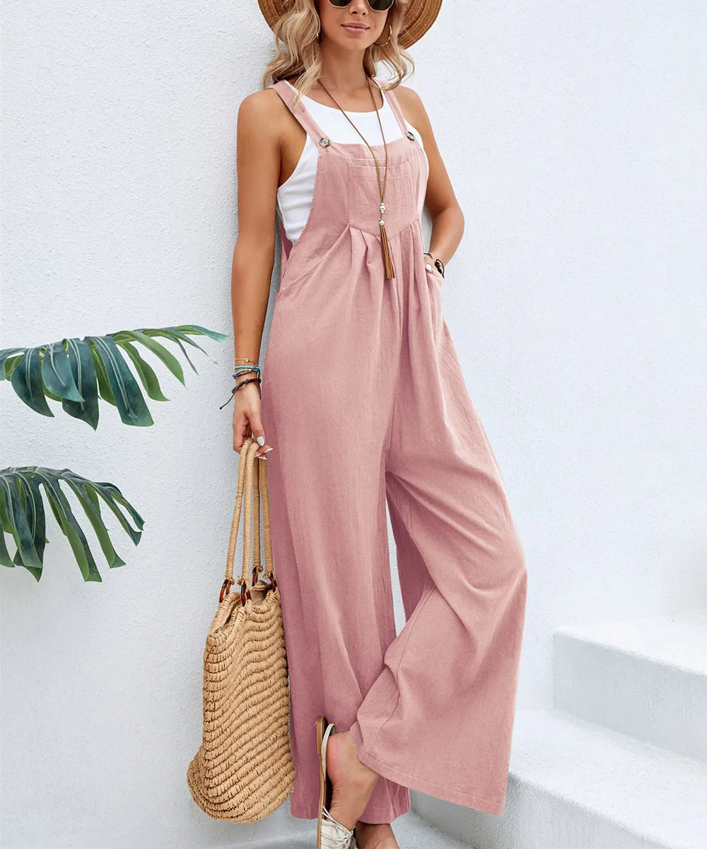 2023-Summer-Women-Long-Jumpsuit-Solid-Color-Casual-Loose-Thin-Size-Sleeveless-Straps-Wide-Leg-Women-3