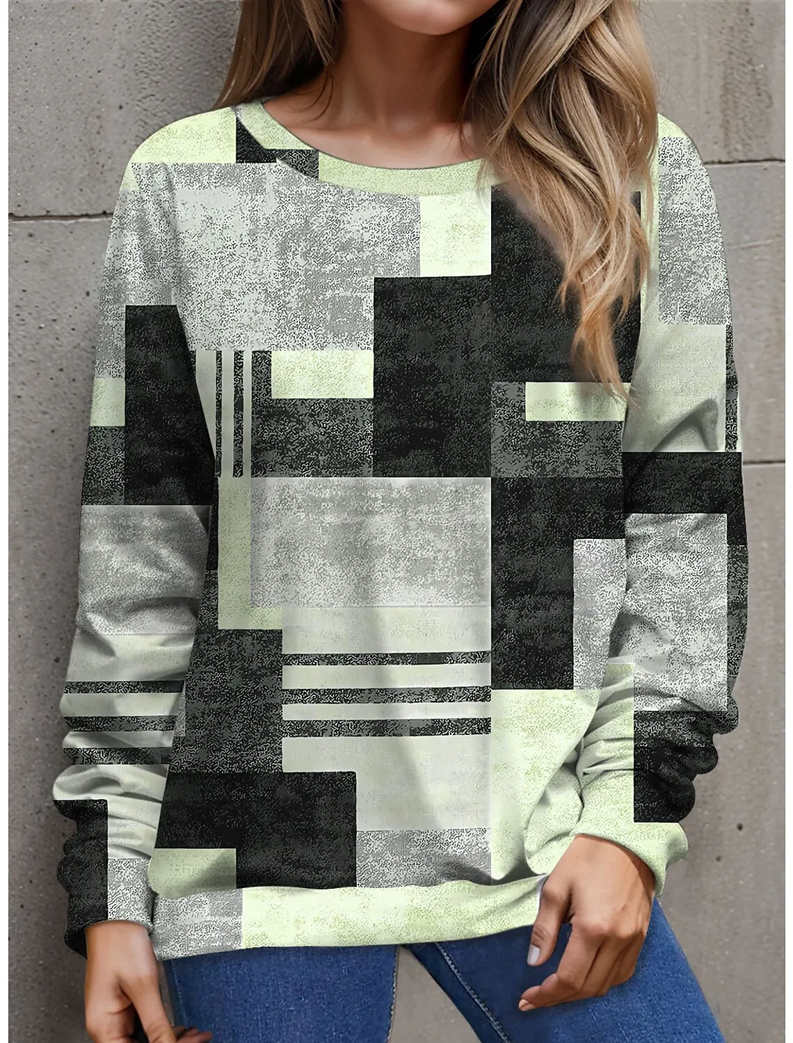 Fashion-Women-s-T-shirts-Sweatshirt-Geometric-Print-Long-Sleeve-Basic-Round-Neck-Regular-Fit-Geometric-3