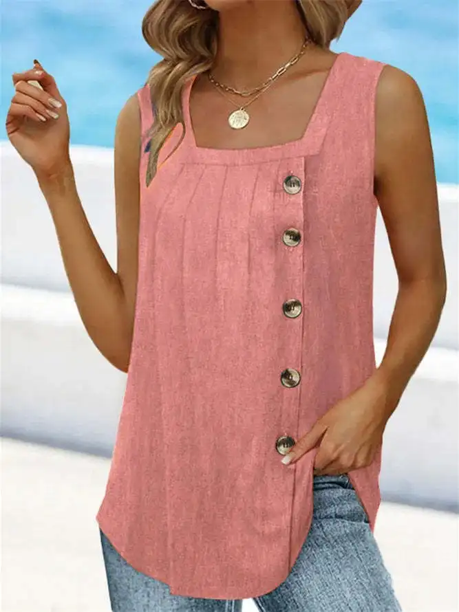 Summer-New-Women-s-Pleated-Square-Neck-Sleeveless-Swallowtail-Button-Tank-Top-for-Women-4