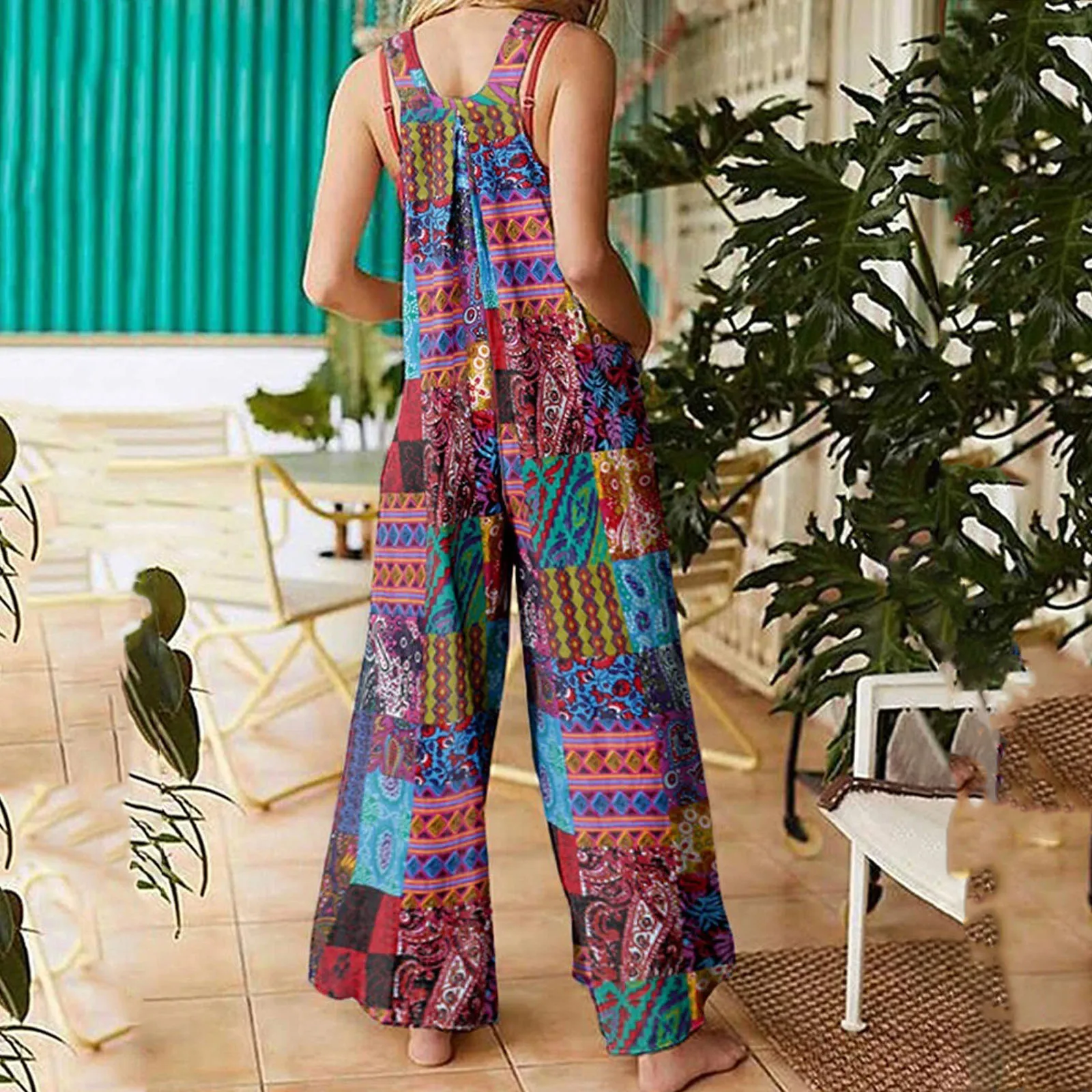 Women-Ethnic-Style-Jumpsuits-Summer-Overalls-Multicolor-Square-Neck-Sleeveless-Casual-Rompers-with-Pockets-for-Girls-5