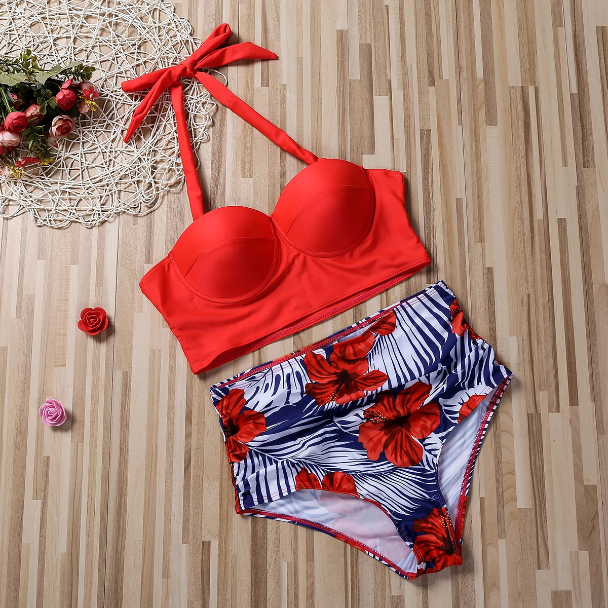 Women-Push-Up-Bikini-Set-Summer-Sexy-Slim-Flower-Print-Female-High-Waist-Swimming-Suits-5