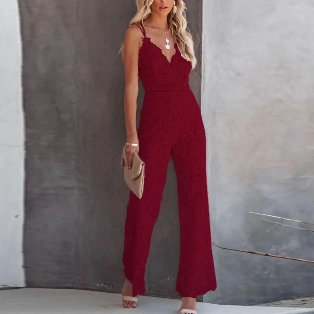 Women-Jumpsuit-Lace-Spaghetti-Straps-Elegant-Solid-Color-V-Neck-Sleeveless-Romper-Sexy-Spring-Summer-Overalls-3