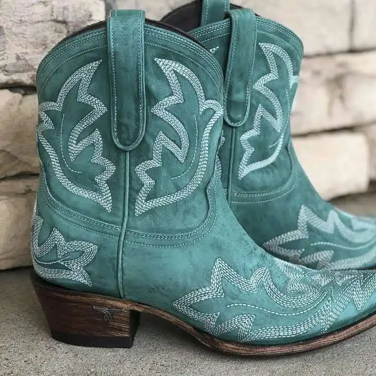 Embroidery-botas-mujer-Faux-Leather-Cowboy-Ankle-Boots-for-Women-Wedge-High-Heel-Boots-Snake-Print-3