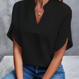 Women's Elegant Chiffon V-Neck Blouse - Image 4
