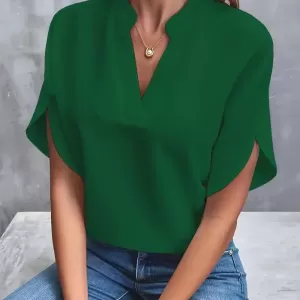 Women's Elegant Chiffon V-Neck Blouse - Image 5
