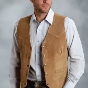 Brown Suede Vest – Men’s Formal - Image 1