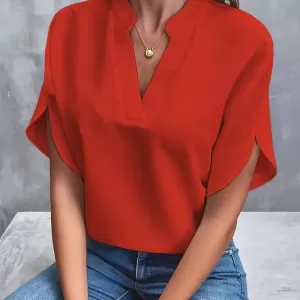 Women's Elegant Chiffon V-Neck Blouse - Image 3