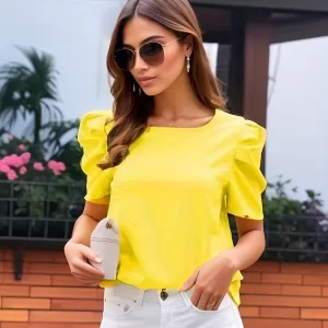 Women's Versatile Puff Sleeve Loose Pullover Blouse - Image 6