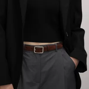 Lone Star Elegance Women’s Genuine Leather Belt with Gold/Silver-Tone Buckle - Image 3