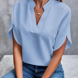 Women's Elegant Chiffon V-Neck Blouse - Image 6
