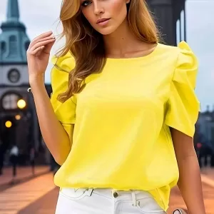 Women's Versatile Puff Sleeve Loose Pullover Blouse - Image 5
