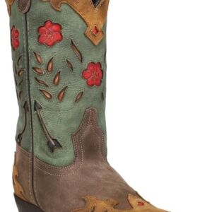 Laredo Womens Miss Kate Floral Tooled Inlay Snip Toe Dress Boots Mid Calf Mid Heel 2-3" - Brown - Image 3