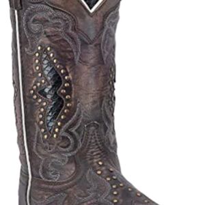 Laredo Womens Spellbound Studded Tooled Inlay Embroidered Square Toe Dress Boots Mid Calf Low Heel 1-2" - Black - Image 3