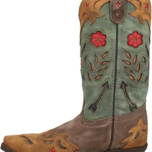 Laredo Womens Miss Kate Floral Tooled Inlay Snip Toe Dress Boots Mid Calf Mid Heel 2-3" - Brown - Image 4