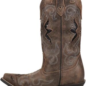 Laredo Womens Lucretia Tooled-Inlay Embroidery Studded Snip Toe Dress Boots Mid Calf Mid Heel 2-3" - Brown - Image 4