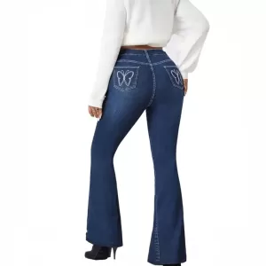 womens-high-waist-boot-cut-fit-stretch-butterfly-embroidered-flare-jeans