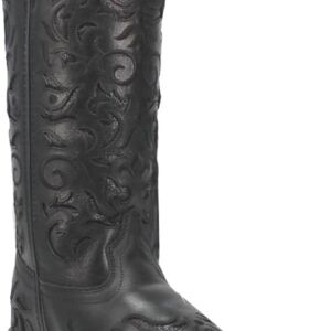 Laredo Womens Night Sky Tooled-Inlay Glitter Snip Toe Casual Boots Mid Calf Low Heel 1-2" - Black - Image 3