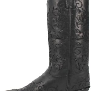 Laredo Womens Night Sky Tooled-Inlay Glitter Snip Toe Casual Boots Mid Calf Low Heel 1-2" - Black - Image 4