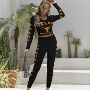 New Texas Republic Logo Texas Longhorns Long Sleeve Yoga Set
