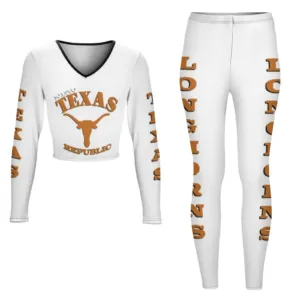New Texas Republic Logo Texas Longhorns Long Sleeve Yoga Set - Image 8