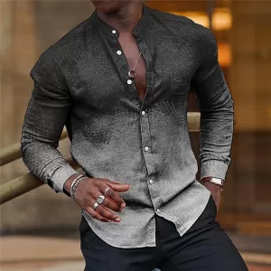 Collared Long Sleeve Button Down Shirt - Image 1
