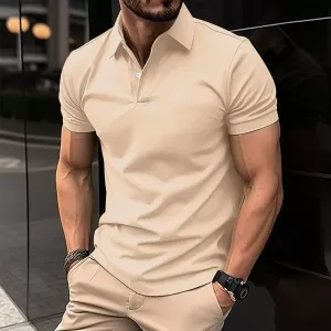 Men's Solid Color Polo Shirt - Image 3
