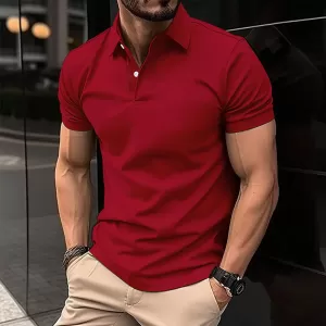 Men's Solid Color Polo Shirt - Image 5